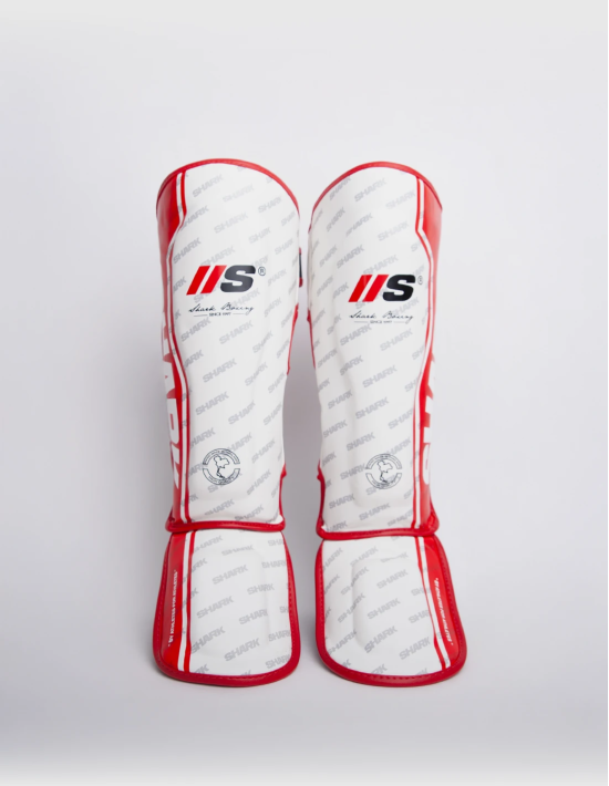 Espinillera Shark II2 Blanco/Rojo Kickboxing Muay Thai - Shark Boxing