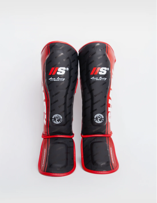 Espinillera Shark II2 Negro/Rojo Kickboxing Muay Thai - Shark Boxing