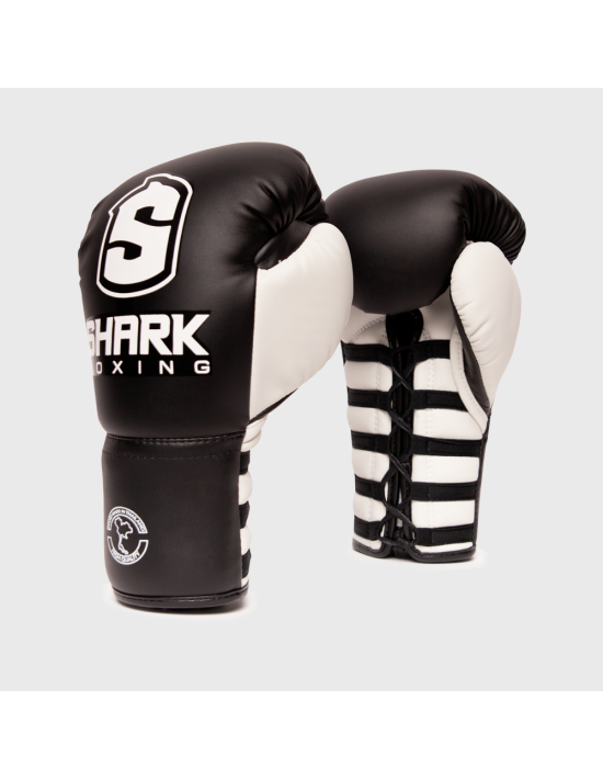 Guante Boxeo Profesional Shark Década Negro/Blanco Cordones - Shark Boxing