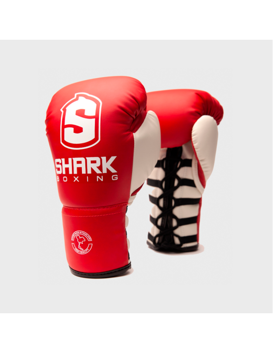 Guante Boxeo Profesional Shark Década Rojo/Blanco Cordones - Shark Boxing