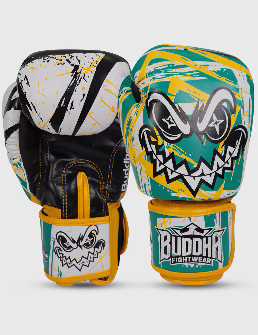 Guantes de Boxeo Buddha Creepy Verde Amarillo Blanco - Buddha Fight Wear