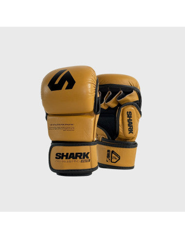 Guantilla MMA Shark Pro Combat Camel Piel Profesional