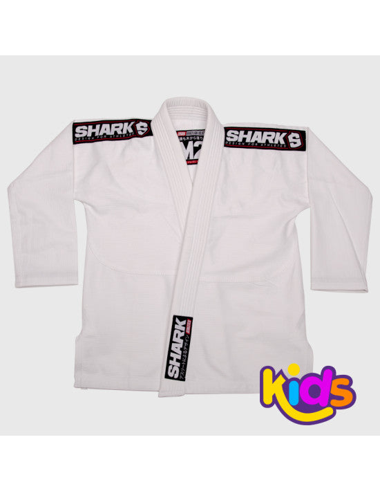 Kimono BJJ Shark SBS Kids Blanco para Niños - Shark Boxing